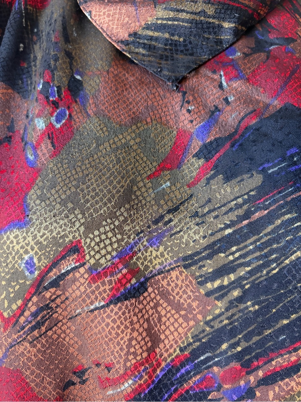 Vintage Eva Laurel New York Women’s 12 Long Sleeve Blouse Abstract 1980’s Cowl - Picture 5 of 9